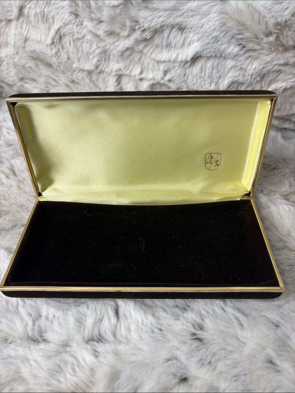 Dark Brown Velvet Jewelry Box with Gold-Lined Interior
